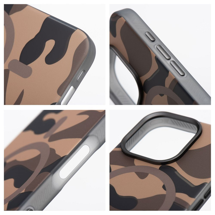 Etui na Samsung S25 Forcell F-Protect Levels Dual Layer 4D technology zgodny z MagSafe Military Drop-Test desert camo