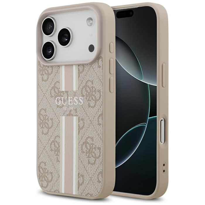 Etui Guess 4G Printed Stripes MagSafe do iPhone 17 Pro różowy