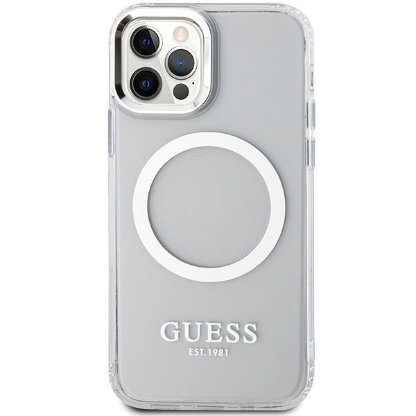 Etui Guess GUHMP12MHTRMS iPhone 12/12 Pro 6.1" srebrny/silver hard case Metal Outline Magsafe Case
