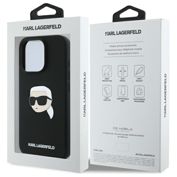 Etui Karl Lagerfeld iPhone 16 Pro czarny/black HC MagSafe Sil KL Head Print