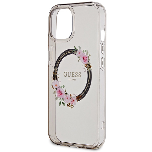 Etui Guess Guhmp15shfwfck Iphone 15 / 14 / 13 6.1" Czarny/black Hardcase Iml Flowers Wreatch Magsafe Case