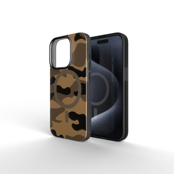 Etui na iPhone 16 PRO MAX Forcell F-Protect Levels Dual Layer 4D technology zgodny z MagSafe Military Drop-Test desert camo