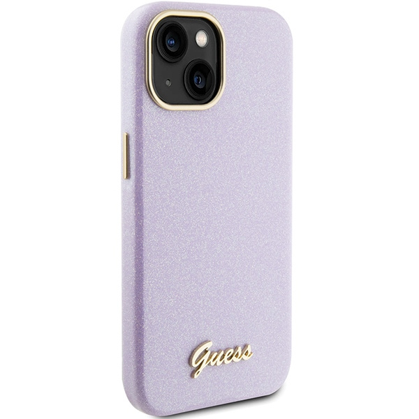 Etui Guess GUHCP15SPGMCSL iPhone 15 6.1" liliowy/lilac hardcase Glitter Glossy Script