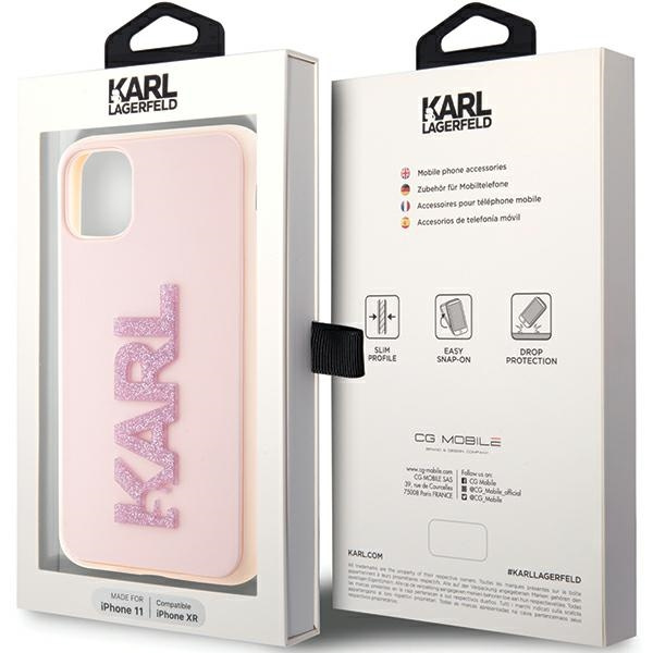 Etui Karl Lagerfeld Klhcn613dmbkcp iPhone 11 / Xr 6.1" Różowy/pink Hardcase 3d Rubber Glitter Logo Case