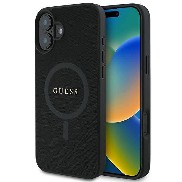 Etui Guess iPhone 16 Plus czarny/black HC MagSafe PU Saffiano Classic Logo