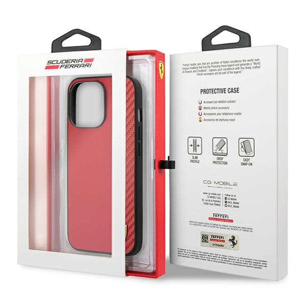 Etui FERRARI Apple iPhone 13 Pro Max On Track Carbon Stripe Czerwony Hardcase