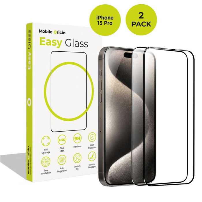 Szkło hydrofobowe Mobile Origin iPhone 15 Pro EasyGlass 2 szt