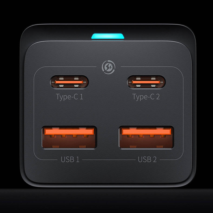Baseus GaN3 Pro szybka uniwersalna ładowarka sieciowa GaN 2 x USB Typ C / 2x USB 100W PD3.0, QC4.0+, AFC czarny (CCGP000101)
