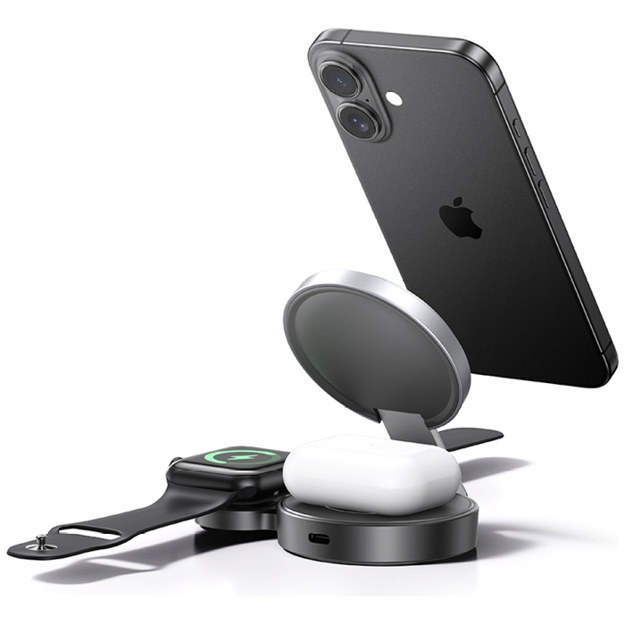 USAMS Składana ład. indukcyjna 3w1 15W    do telefonu/Apple Watch/słuchawek CD234WXC01 (US-CD234)
