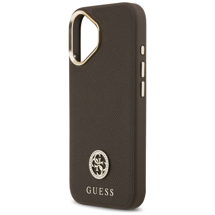 Etui Guess Grained Strass Logo MagSafe   do iPhone 17 brązowy