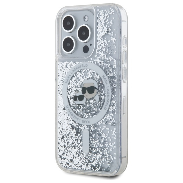 Karl Lagerfeld KLHMP15XLGKCSGH iPhone 15 Pro Max 6.7" hardcase transparent Liquid Glitter Karl&Choupette Head Magsafe