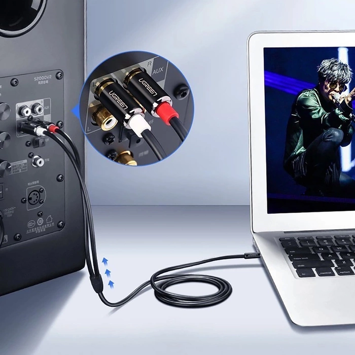 Ugreen kabel przewód audio 3,5 mm mini jack - 2RCA 2 m czarny (AV116 10584)