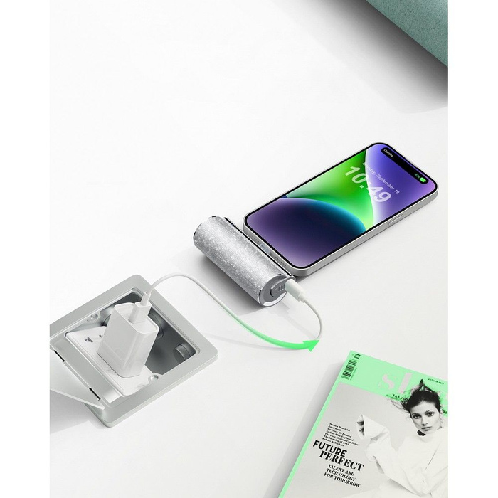 VEGER powerbank 5000 mAh z wbudowanym złączem Lightning PD QC3.0 2,4A 12W PlugOn (W0573P) srebrny