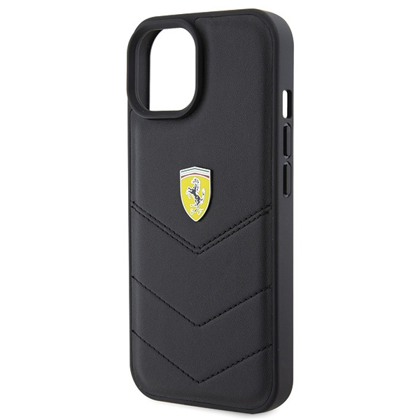 Etui Ferrari FEHCP15SRDUK iPhone 15 6.1" czarny/black hardcase Quilted Metal Logo Case