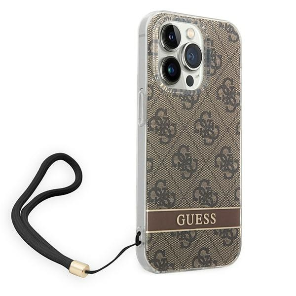 Etui GUESS Apple iPhone 14 Pro Max 4G Print Strap Brązowy Hardcase