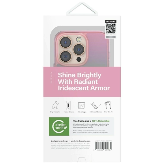 Etui UNIQ Iridescia do iPhone 16 Pro     Magclick Charging pink prism
