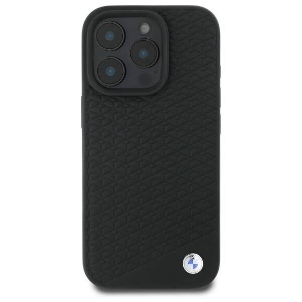 Etui BMW iPhone 16 Pro czarny/black hardcase Sign Leather Diamond Metal Logo MagSafe