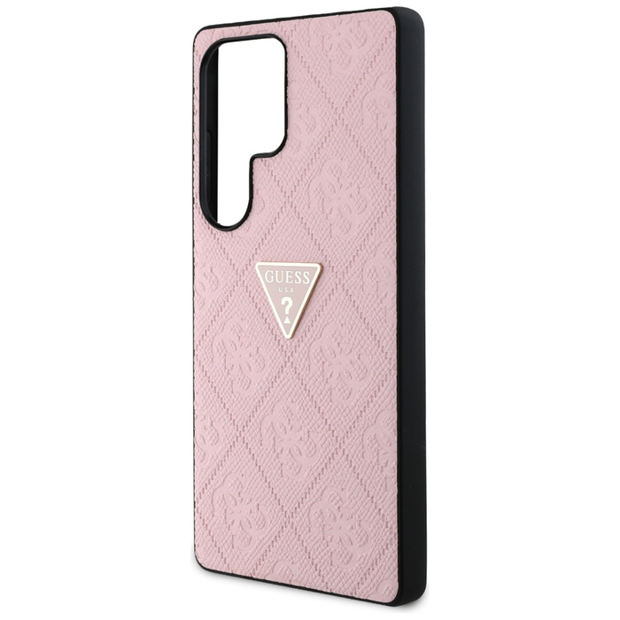 Etui Guess Hot Stamp 4G Pattern Triangle  Metal Logo Samsung Galaxy S25 Ultra różowy