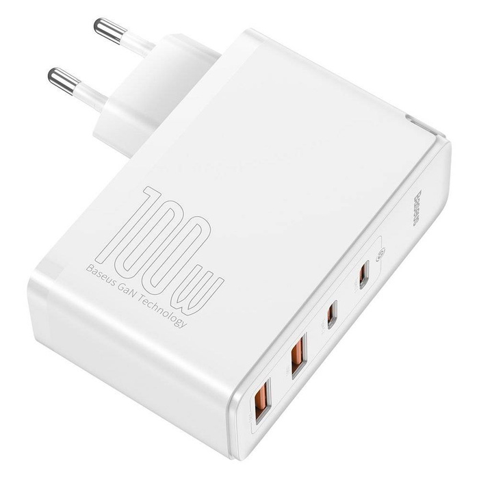 Baseus GaN2 Pro szybka ładowarka sieciowa 100W USB / USB Typ C Quick Charge 4+ Power Delivery biały (CCGAN2P-L02)