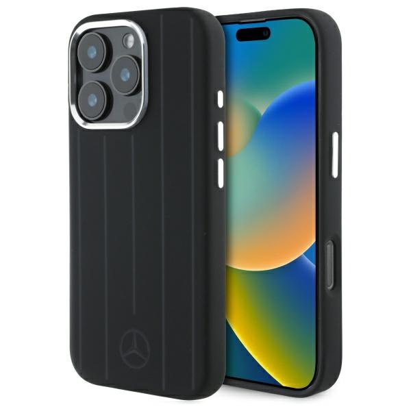 Etui Mercedes iPhone 16 Pro Max 6.9" czarny/black hardcase Silicone Vertical Tonal Stripes MagSafe