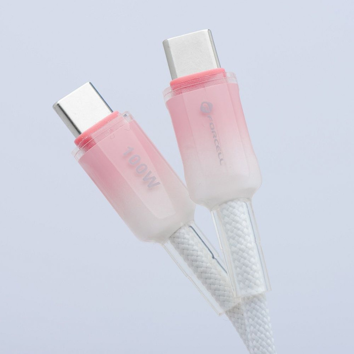 Kabel USB C do USB C Forcell F-Energy QC4.0 PD 5A 100W Gradient 1 m C357 biały