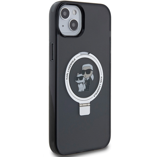 Etui Karl Lagerfeld KLHMP15SHMRSKCK iPhone 15 6.1" czarny/black hardcase Ring Stand Karl&Choupettte MagSafe Case