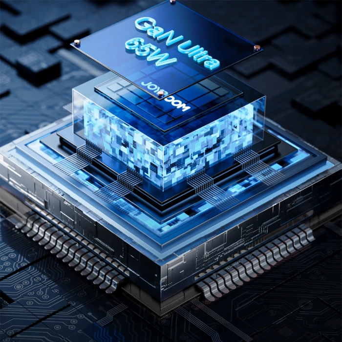 Ładowarka sieciowa Joyroom JR-TCG01 Ultra GaN 65W 2 x USB-C + 1 x USB-A (wtyczka UK) z kablem USB-C 100W 1,2m - czarna