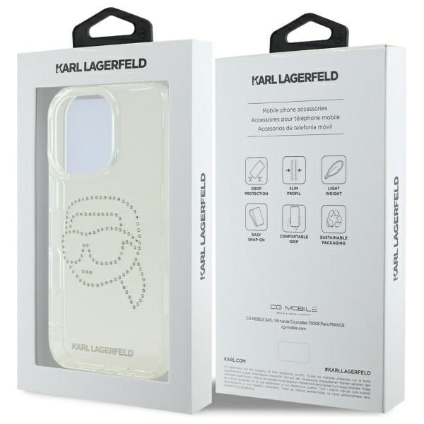 Karl Lagerfeld KLHCP16XHKHDCELT iPhone    16 Pro Max 6.9" przezroczysty/transparent hardcase IML Rhinestones Karl Head