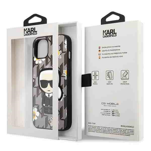 Etui KARL LAGERFELD Apple iPhone 13 Flower Ikonik Karl Szary Case