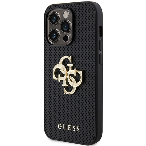 Etui Guess GUHCP15LPSP4LGK iPhone 15 Pro 6.1" czarny/black hardcase Leather Perforated 4G Glitter Logo Case
