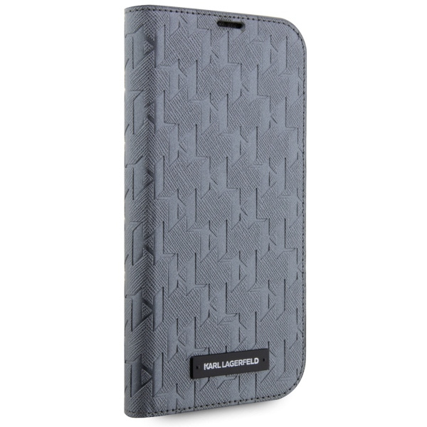 Etui Karl Lagerfeld KLBKP14SSAKLHPG iPhone 14 6.1" bookcase srebrny/silver Saffiano Monogram Case