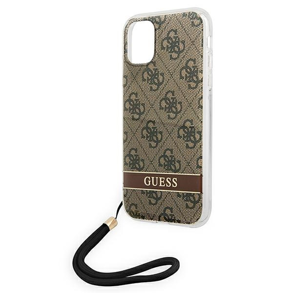 Etui GUESS Apple iPhone 11 4G Print Strap Brązowy Hardcase
