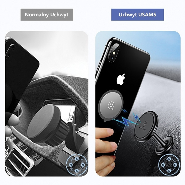 USAMS Uchwyt magnetyczny na kokpit deskę rozdzielczą klejony regulowany stojący czerwony