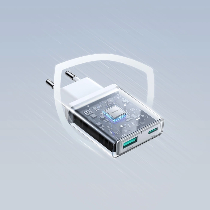 Ładowarka sieciowa Joyroom JR-TCF14 20W USB-A USB-C supercienka - biała