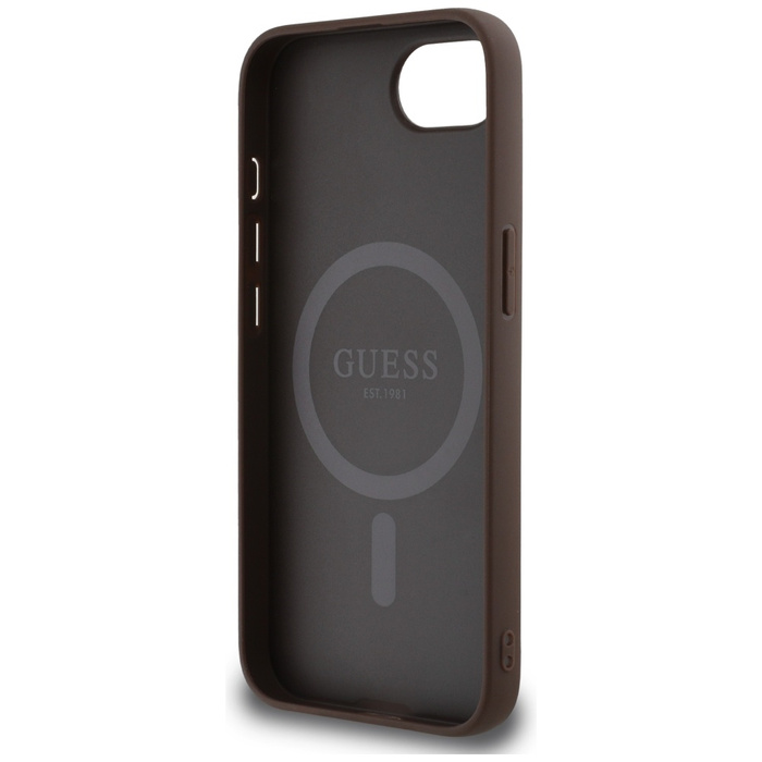 Etui Guess 4G Ring Classic Logo MagSafe  do iPhone 16e brązowy