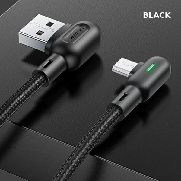 Kabel Kątowy USAMS USB-A MicroUSB U57 1,2m 2A Czarny