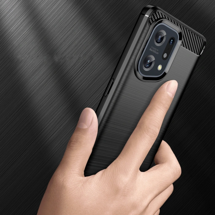 Carbon Case elastyczne etui pokrowiec Oppo Find X5 czarny