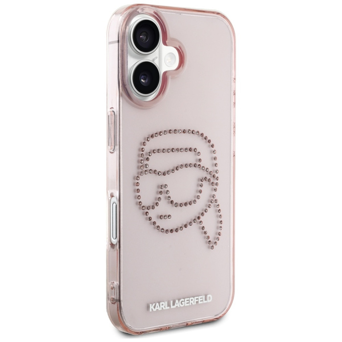 Etui Karl Lagerfeld IML Rhinestones Karl  Head do iPhone 16 różowy