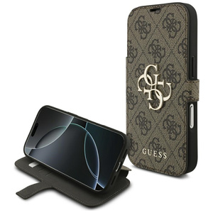 Etui Guess Book 4G Metal Logo do iPhone  17 Pro brązowy