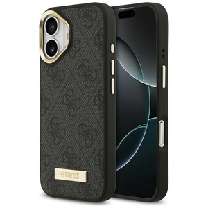 Etui Guess 4G Logo Plate MagSafe do iPhone 17 czarny