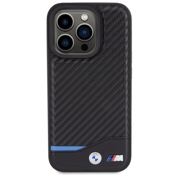 Etui BMW BMHCP15L22NBCK iPhone 15 Pro 6.1" czarny/black Leather Carbon Case