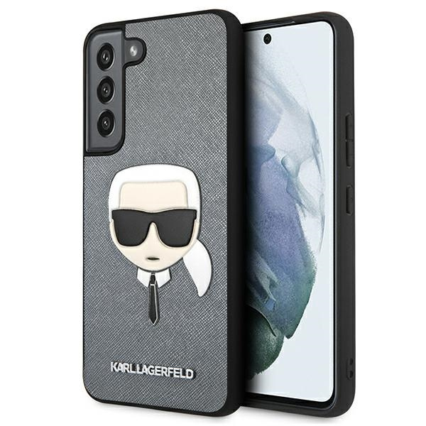 Etui KARL LAGERFELD Samsung Galaxy S22 Plus Saffiano Ikonik Karl`s Head Srebrny Hardcase