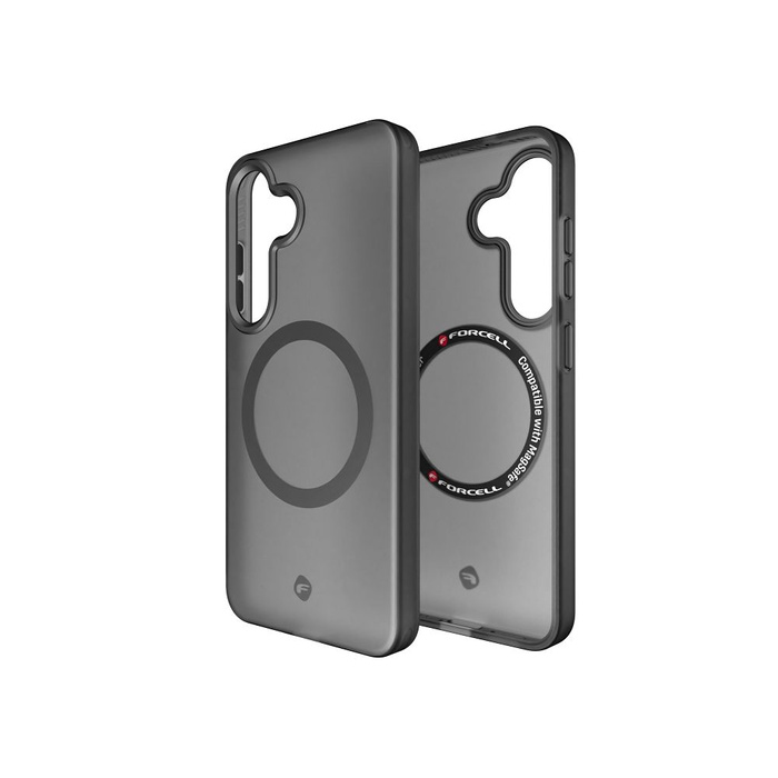 Etui na Samsung S25 Forcell F-Protect Levels Dual Layer 4D technology zgodny z MagSafe Military Drop-Test smoky black