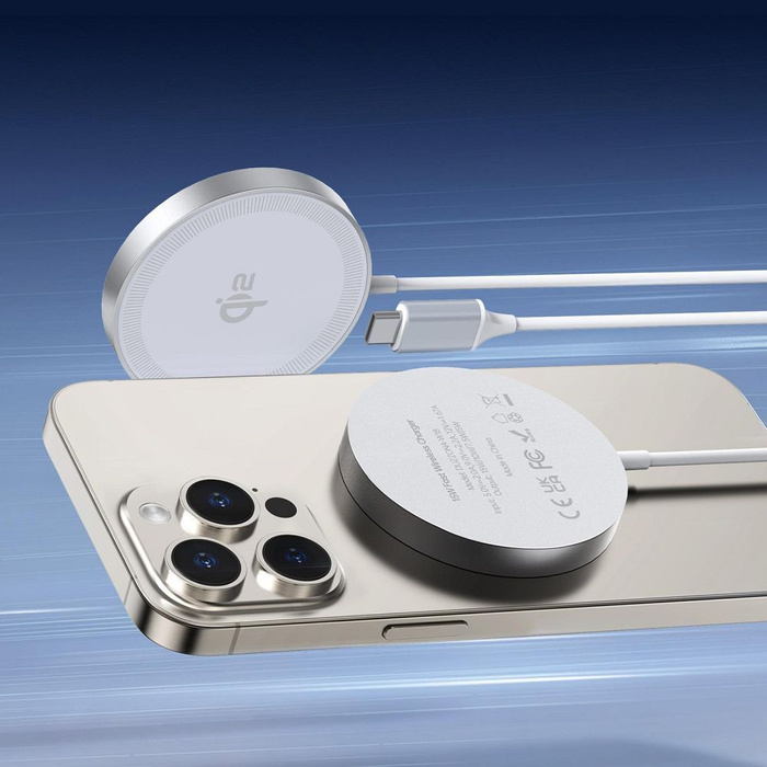 DUZZONA W18 - ładowarka indukcyjna kompatybilna z MagSafe 15W i ładowaniem Qi2 biała