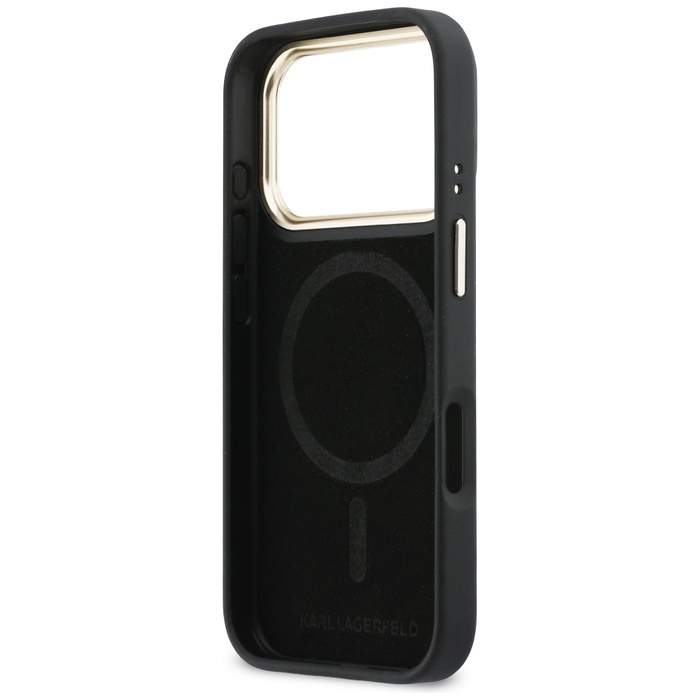 Etui Karl Lagerfeld Croco KL Script Logo MagSafe do iPhone 17 Pro czarny