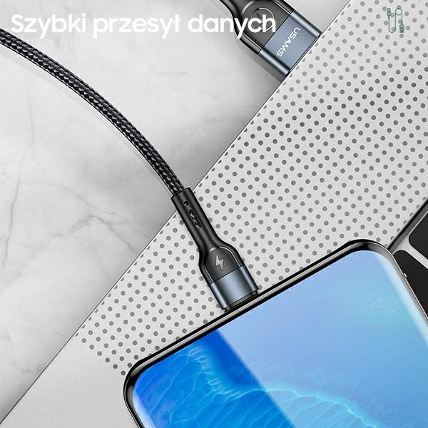 USAMS Kabel pleciony U55 USB-C for set U55 zielony/green 1m SJ449USBSG02 (US-SJ449)