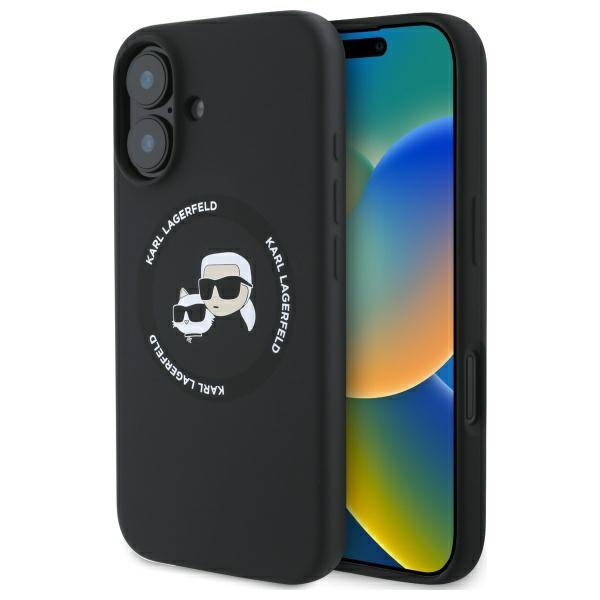 Karl Lagerfeld KLHMP16SSKCHTCK iPhone 16  6.1" czarny/black hardcase Silicone Karl&Choupette Heads MagSafe