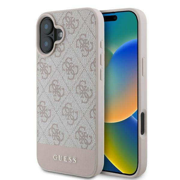 Etui Guess iPhone 16 różowy/pink HC 4G PU Bottom Stripe