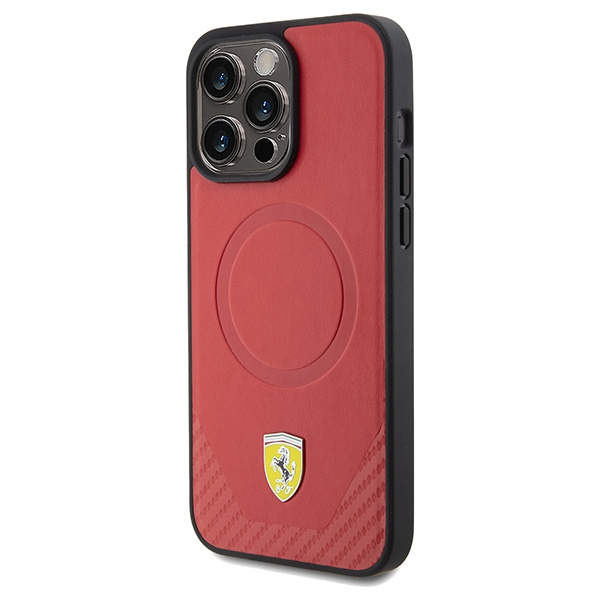 Etui Ferrari FEHMP15XPTER iPhone 15 Pro Max 6.7" czerwony/red hardcase Carbon Metal Logo MagSafe Case