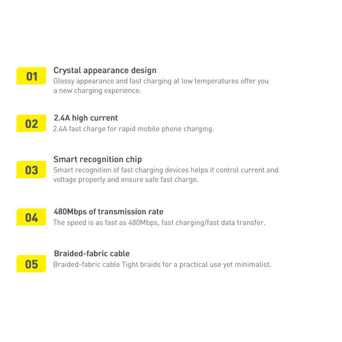 Baseus Crystal Shine Series kabel przewód USB Typ A - Lightning 2,4A 1,2m fioletowy